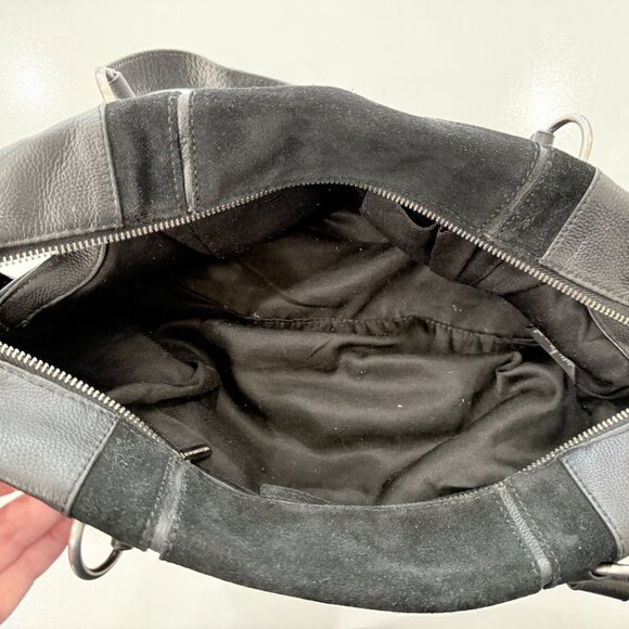 BCBGMaxazria Black Leather Top Handle Satchel Purse Bag - Picture 6 of 12